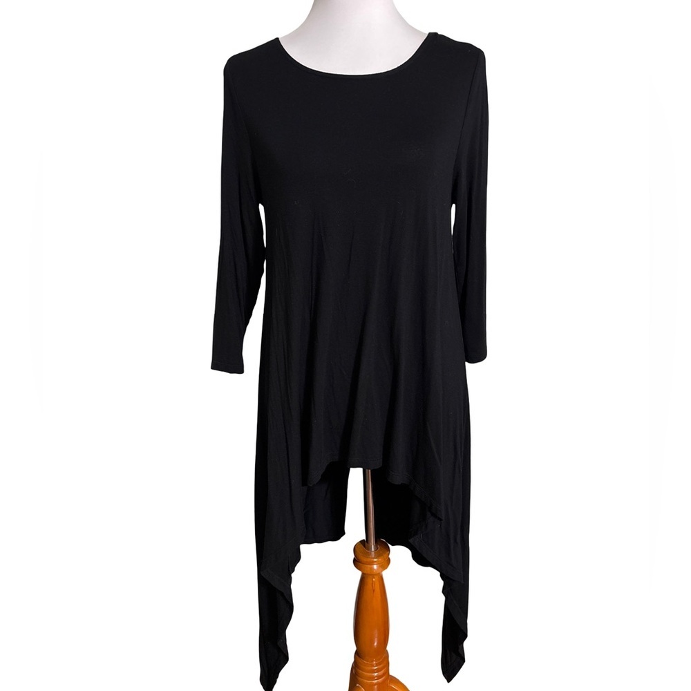 Chico's Black Asymmetrical Tunic Top